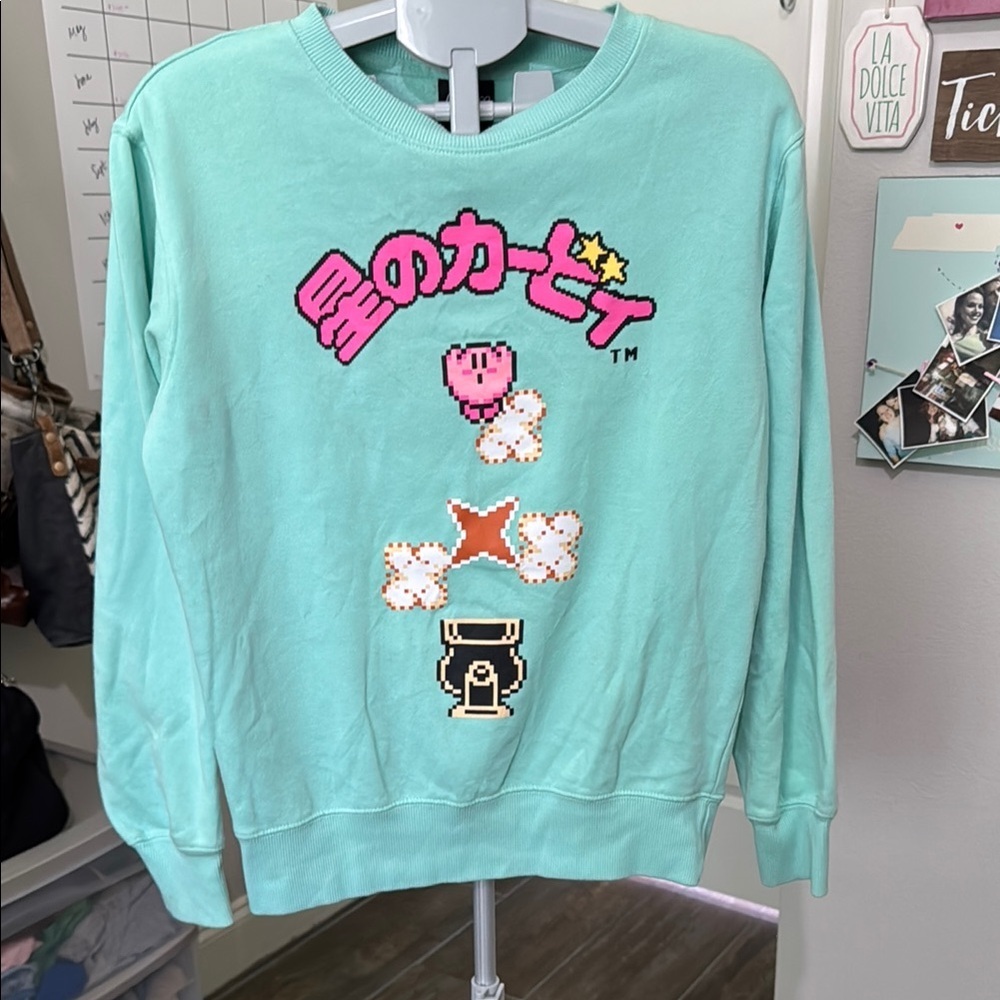 Kirby Graphic vintage Women's Crew Neck Sweater - Light Green 1